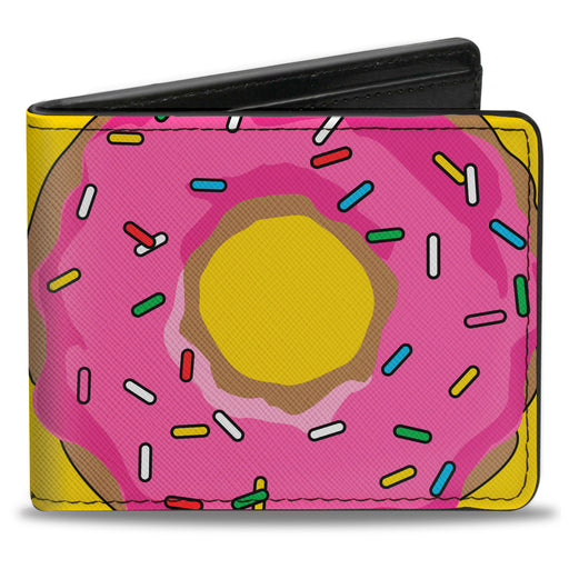 Bi-Fold Wallet - Sprinkled Pink Glaze Donut Yellow Bi-Fold Wallets Buckle-Down   