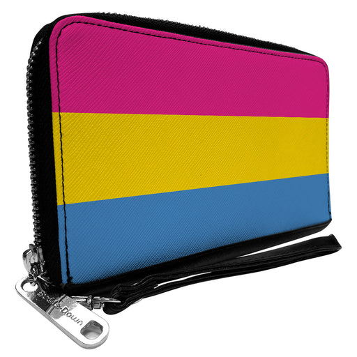 Women's PU Zip Around Wallet Rectangle - Flag Pansexual Pink Yellow Blue Clutch Zip Around Wallets Buckle-Down   