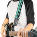 Guitar Strap - Checker & Stripe Skulls Black White Green Guitar Straps Buckle-Down   
