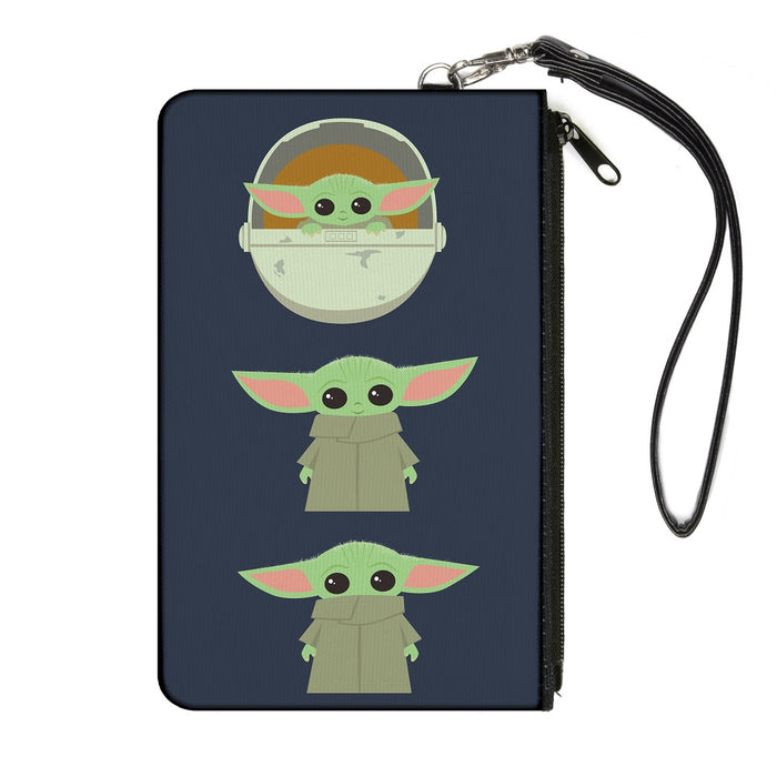Canvas Zipper Wallet - LARGE - Star Wars The Child 3 Chibi Poses Gray Canvas Zipper Wallets Star Wars   