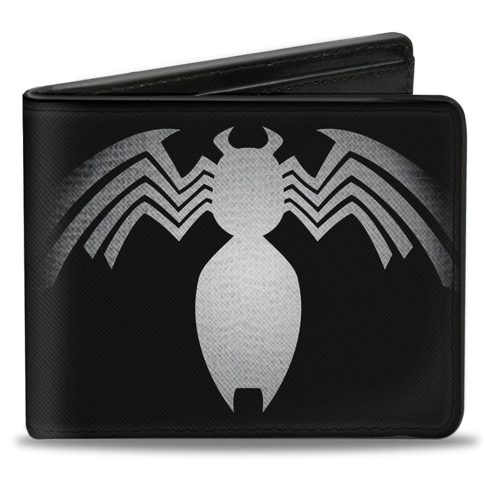 MARVEL UNIVERSE Bi-Fold Wallet - Venom Chest Spider Black White-Gray Fade Bi-Fold Wallets Marvel Comics   
