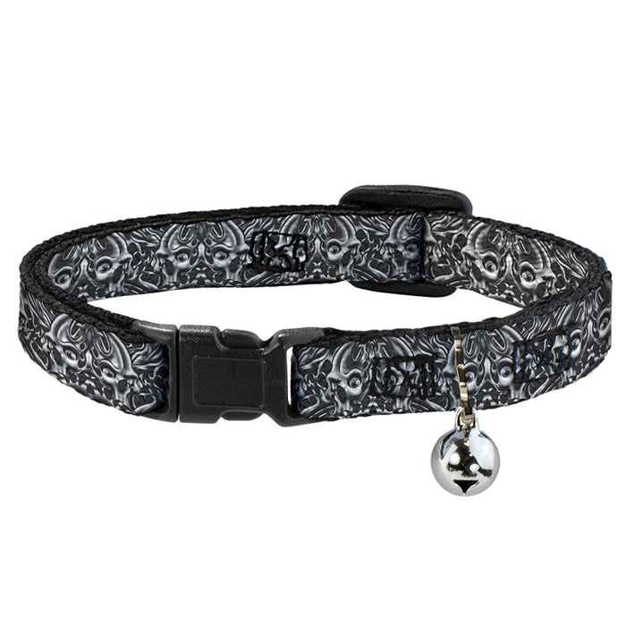 Cat Collar Breakaway - Sleeve Skulls Black Gray Breakaway Cat Collars Buckle-Down   