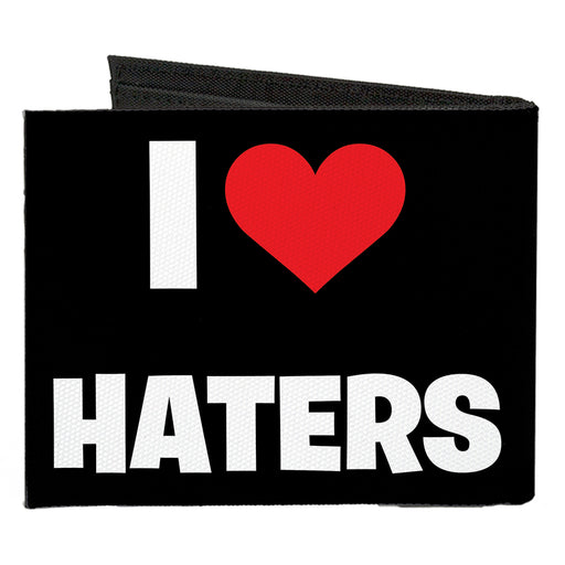 Canvas Bi-Fold Wallet - I Heart HATERS Black White Red Canvas Bi-Fold Wallets Buckle-Down   