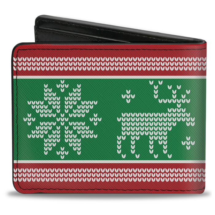 Bi-Fold Wallet - Christmas Stitch Moose Snowflakes Red Green Bi-Fold Wallets Buckle-Down   