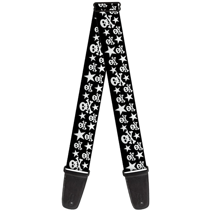 Guitar Strap - Skulls & Stars Black White Guitar Straps Buckle-Down   