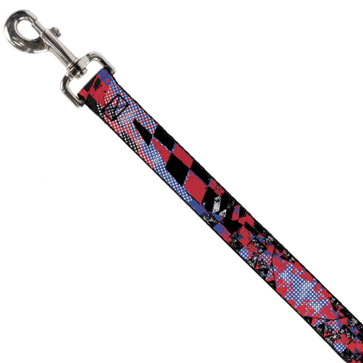 Dog Leash - Grunge Checker Flag Blue/Red Dog Leashes Buckle-Down   