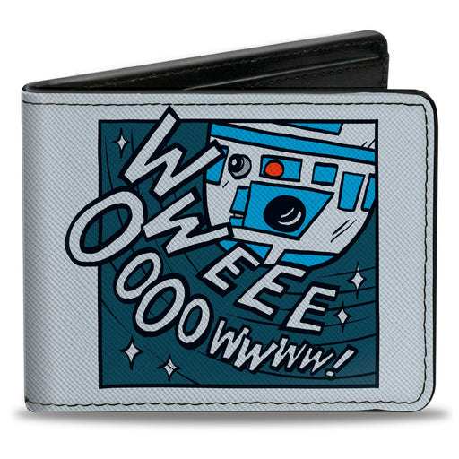 Bi-Fold Wallet - Star Wars R2-D2 Screaming WWEEE OOOOWWWW! Cartoon Block Grays Bi-Fold Wallets Star Wars   