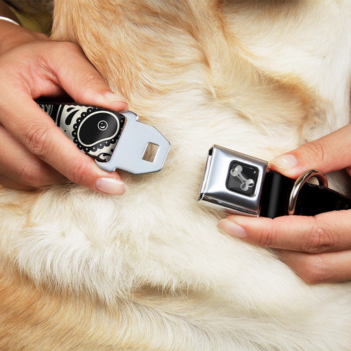 Dog Bone Seatbelt Buckle Collar - Panda Bear Sugar Skull Black/White Seatbelt Buckle Collars Buckle-Down   