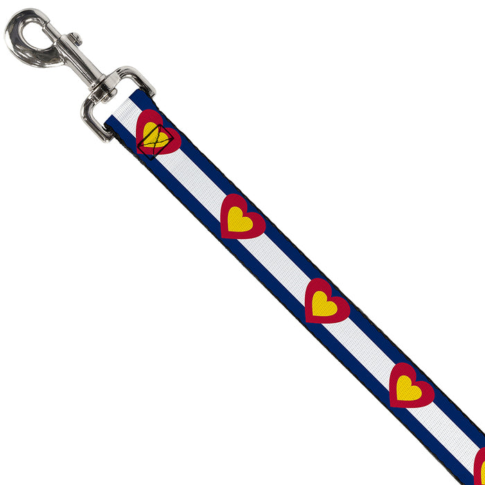 Dog Leash - Colorado Heart Blue/White/Red/Yellow Dog Leashes Buckle-Down   