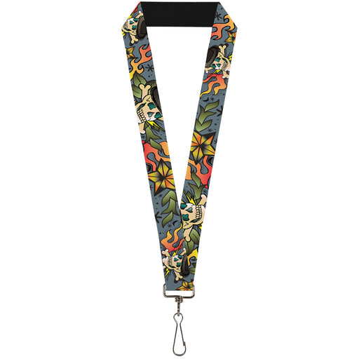 Lanyard - 1.0" - Death or Glory CLOSE-UP Gray Lanyards Buckle-Down   
