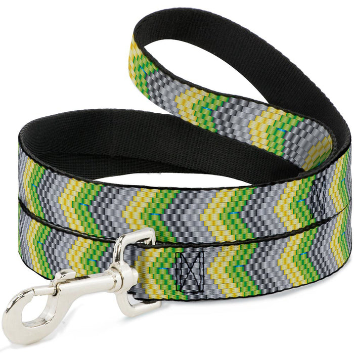 Dog Leash - Chevron Weave Grays/Yellow/Green Dog Leashes Buckle-Down   