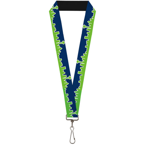 Lanyard - 1.0" - Seattle Skyline Navy Bright Green Lanyards Buckle-Down   