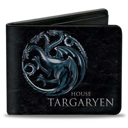 Bi-Fold Wallet - Game of Thrones HOUSE TARGARYEN Three-Headed Dragon Sigil Black Silvers Bi-Fold Wallets Game of Thrones   