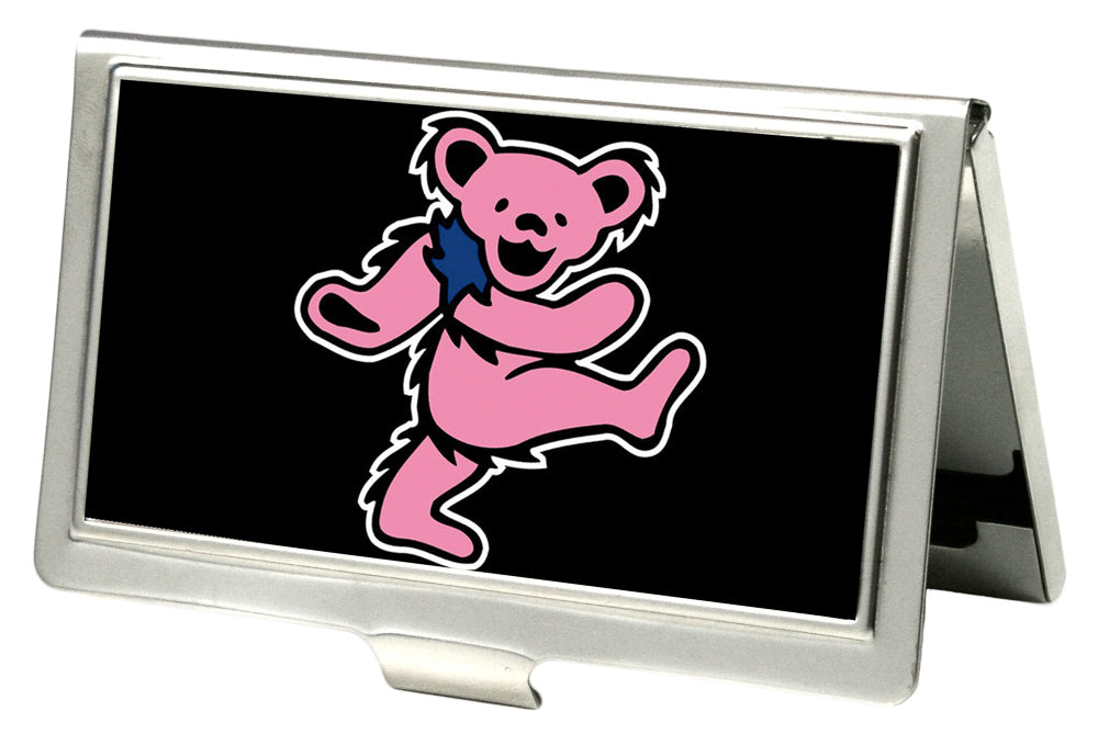 Business Card Holder - SMALL - Dancing Bear FCG Black Pink Business Card Holders Grateful Dead   
