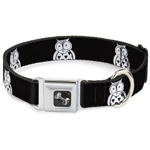 Dog Bone Seatbelt Buckle Collar - Owls Black/White1 Seatbelt Buckle Collars Buckle-Down   