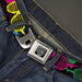 BD Wings Logo CLOSE-UP Full Color Black Silver Seatbelt Belt - Eighties Shades Splatter Black/Neon Webbing Seatbelt Belts Buckle-Down   