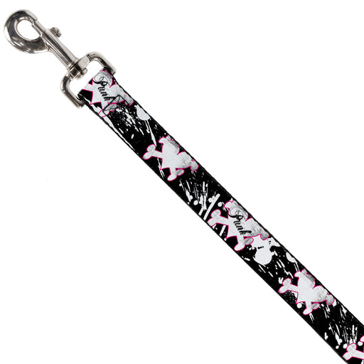 Dog Leash - Punk Heart & Cross Bones w/Splatter Black/White Dog Leashes Buckle-Down   