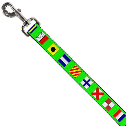 Dog Leash - Nautical Flags Green/Multi Color Dog Leashes Buckle-Down   