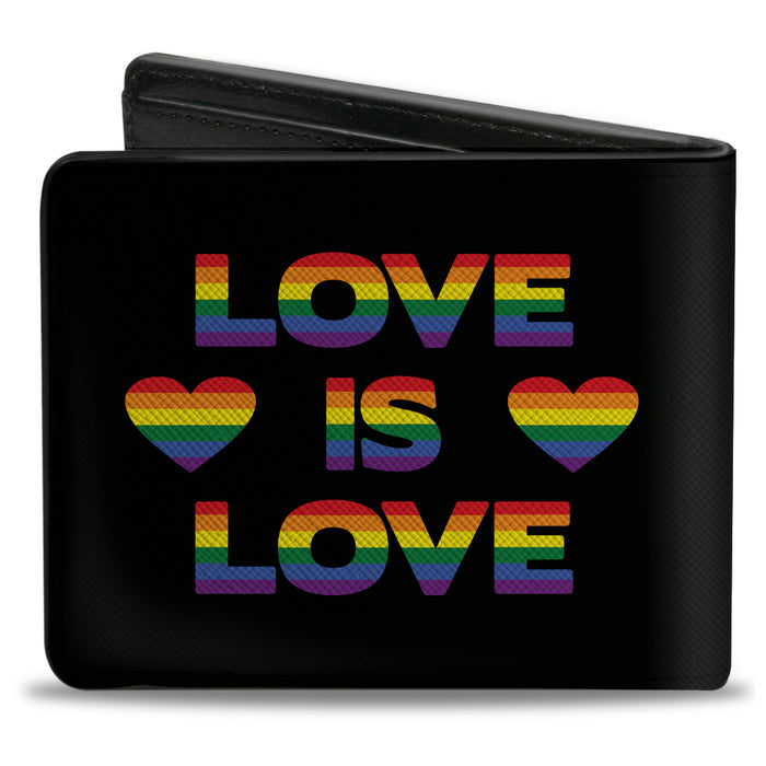 Bi-Fold Wallet - LOVE IS LOVE Heart Black Rainbow Bi-Fold Wallets Buckle-Down   