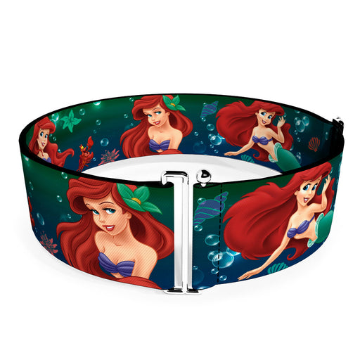 Cinch Waist Belt - Ariel Poses w Flounder Green Blue Fade Womens Cinch Waist Belts Disney   