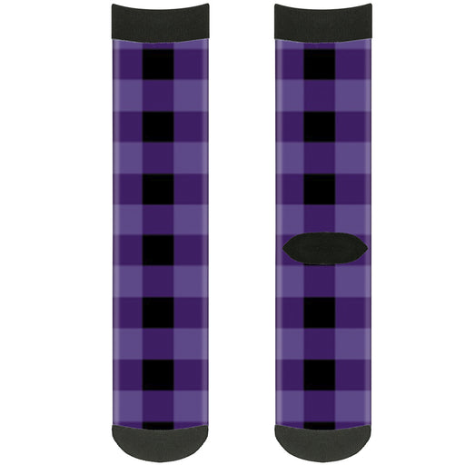 Sock Pair - Polyester - Buffalo Plaid Black Purple - CREW Socks Buckle-Down   