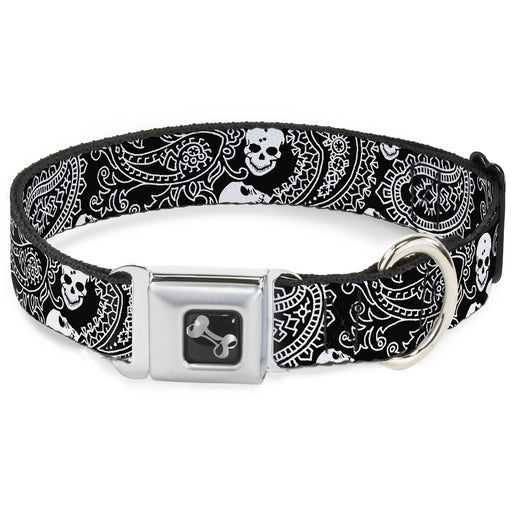 Dog Bone Seatbelt Buckle Collar - Bandana/Skulls Black/White Seatbelt Buckle Collars Buckle-Down   