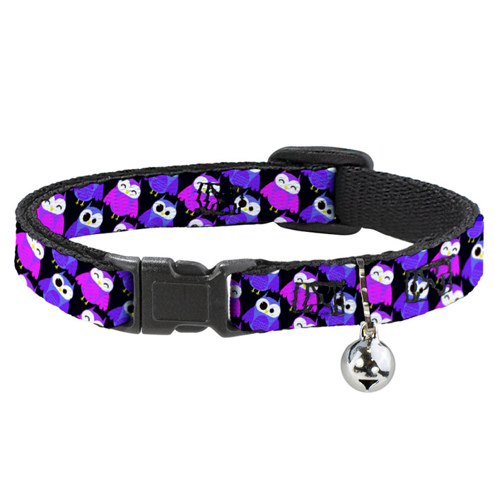 Cat Collar Breakaway - Owl Eyes Black Purples Pinks Breakaway Cat Collars Buckle-Down   