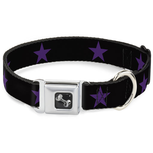 Dog Bone Seatbelt Buckle Collar - Star Black/Purple Seatbelt Buckle Collars Buckle-Down   
