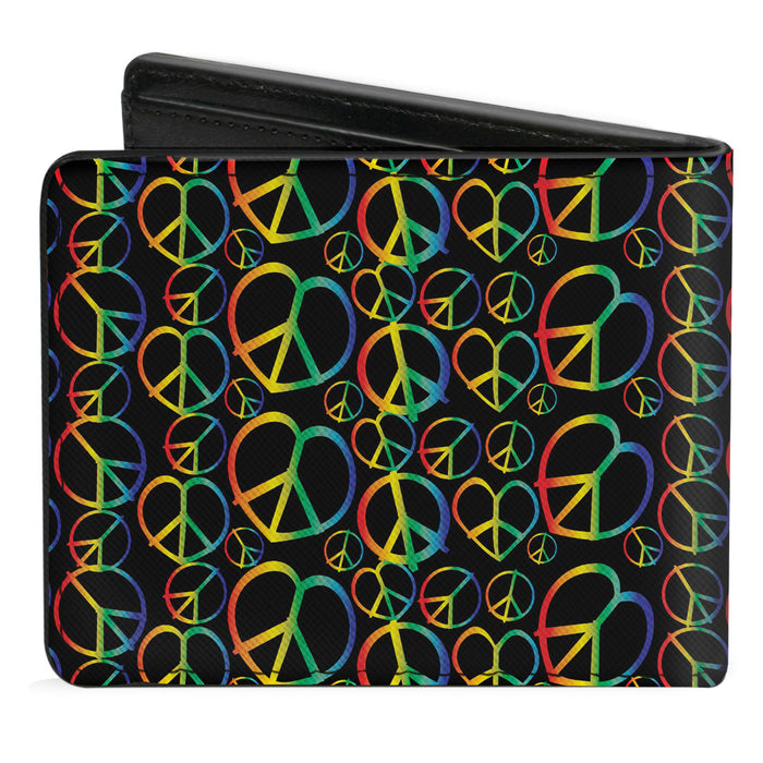 Bi-Fold Wallet - Peace Heart Black Rainbow Ombre Bi-Fold Wallets Buckle-Down   