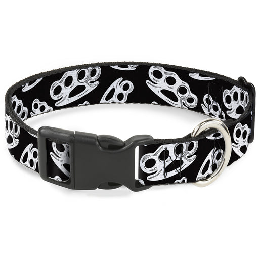 Buckle-Down Plastic Buckle Dog Collar - Brass Knuckles Black/White Plastic Clip Collars Buckle-Down   