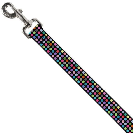 Dog Leash - Mini Polka Dots Black/Multi Color Dog Leashes Buckle-Down   