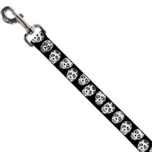 Dog Leash - Sugar Skulls Black/White/Black Dog Leashes Buckle-Down   