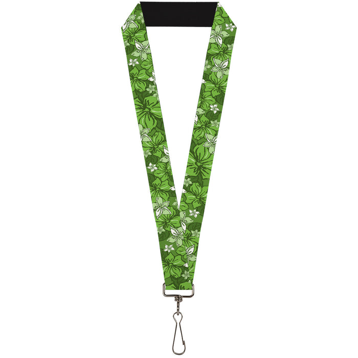 Lanyard - 1.0" - Hibiscus Collage Green Shades Lanyards Buckle-Down   