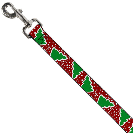 Dog Leash - Christmas Trees/Stars Red/White/Green Dog Leashes Buckle-Down   