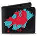 Bi-Fold Wallet - Mulan Sitting on Horse Pose Silhouette + Logo Black Turquoise Red Bi-Fold Wallets Disney   
