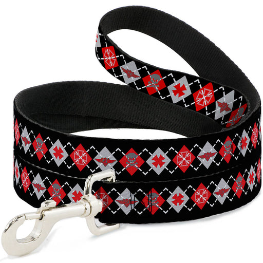 Dog Leash - BD Argyle Black/Red/Gray Dog Leashes Buckle-Down   