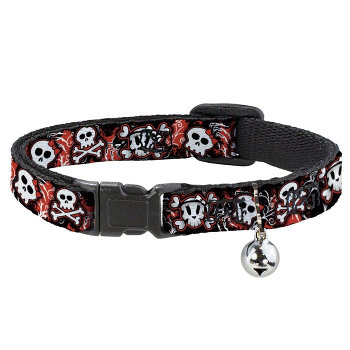 Cat Collar Breakaway - Girlie Skull Black Red Breakaway Cat Collars Buckle-Down   