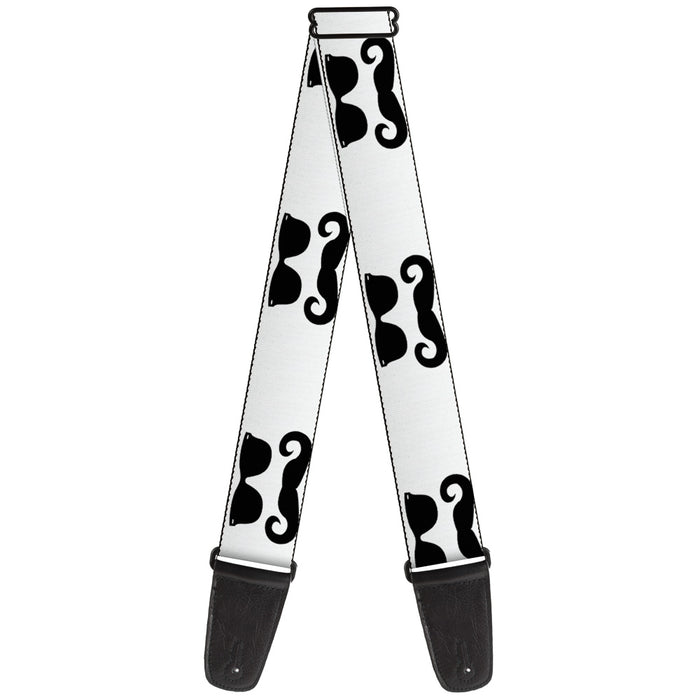 Guitar Strap - Sunglasses & Mustache White Black Guitar Straps Buckle-Down   