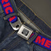 BD Wings Logo CLOSE-UP Full Color Black Silver Seatbelt Belt - 'MERICA/USA Silhouette Blue/Red Webbing Seatbelt Belts Buckle-Down   