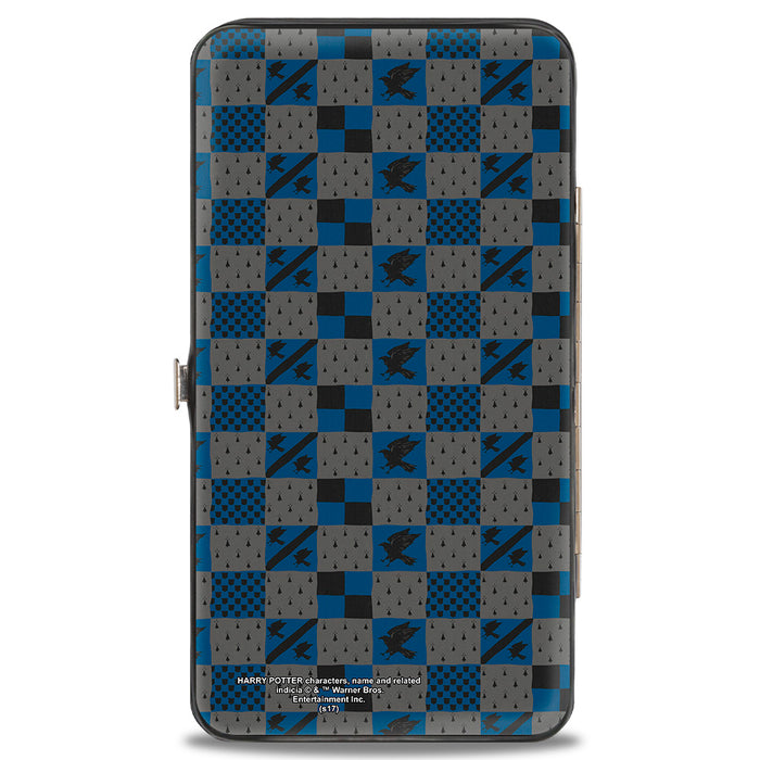Hinged Wallet - Harry Potter RAVENCLAW Crest Heraldry Checkers Gray Blues Hinged Wallets The Wizarding World of Harry Potter   