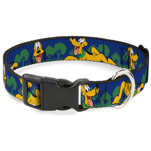 Plastic Clip Collar - Pluto 4-Poses/Landscape Blue/Green Plastic Clip Collars Disney   