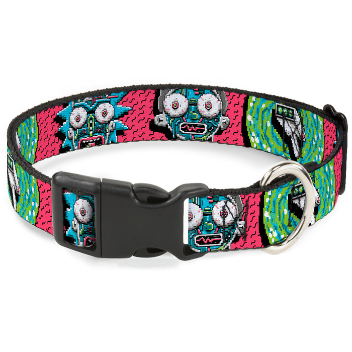 Plastic Clip Collar - Rick and Morty Circuit Faces/Portal Gun Pink Plastic Clip Collars Rick and Morty   