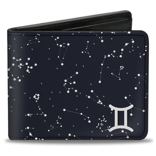 Bi-Fold Wallet - Zodiac Gemini Symbol Constellations Black White Bi-Fold Wallets Buckle-Down   