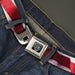 BD Wings Logo CLOSE-UP Full Color Black Silver Seatbelt Belt - American Flag Vivid Stripes CLOSE-UP Red/White Webbing Seatbelt Belts Buckle-Down   