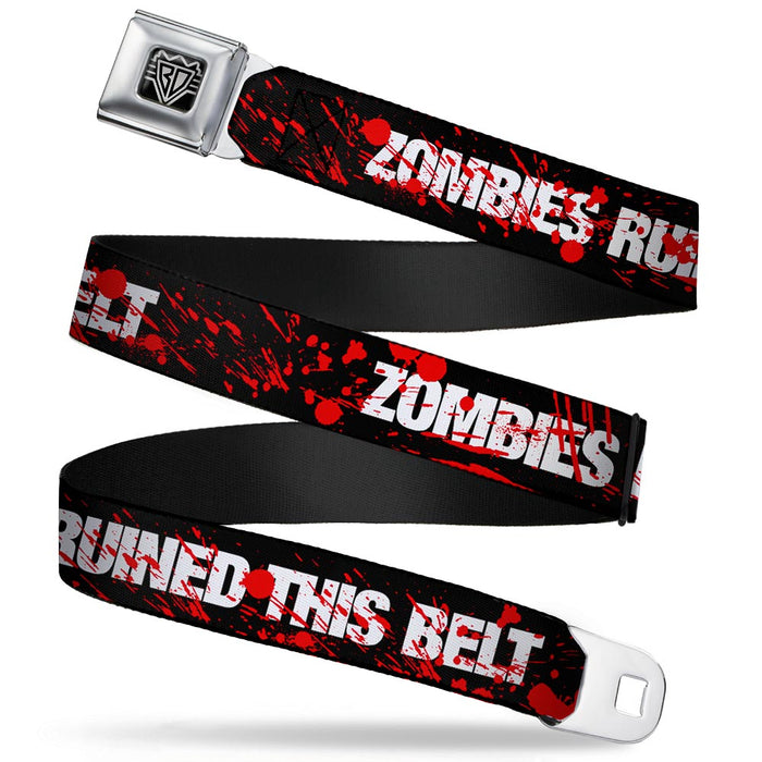 BD Wings Logo CLOSE-UP Full Color Black Silver Seatbelt Belt - ZOMBIES RUINED THIS BELT Black/White/Red Splatter Webbing Seatbelt Belts Buckle-Down   