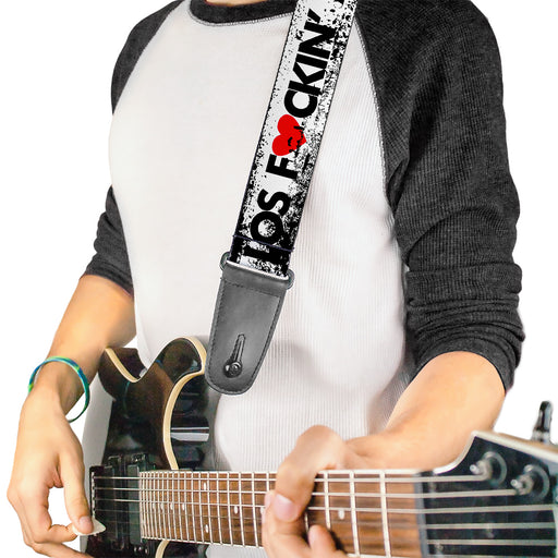 Guitar Strap - LOS F*CKIN' ANGELES Heart Weathered White Black Red Guitar Straps Buckle-Down   