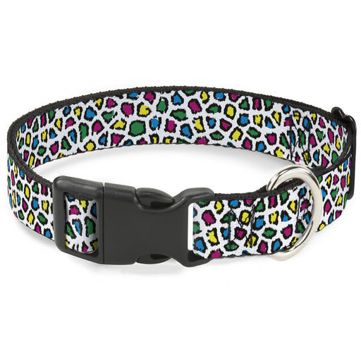 Plastic Clip Collar - Leopard White/Multi Color Plastic Clip Collars Buckle-Down   