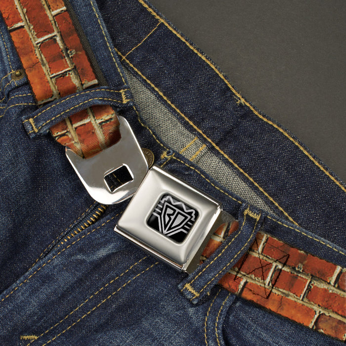BD Wings Logo CLOSE-UP Full Color Black Silver Seatbelt Belt - Brick Wall Webbing Seatbelt Belts Buckle-Down   