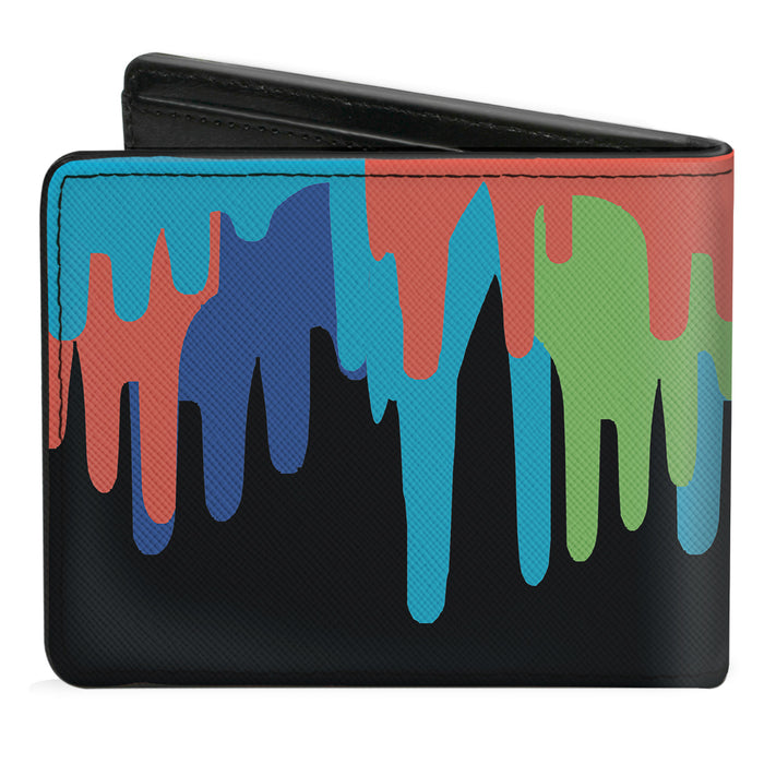 Bi-Fold Wallet - Paint Drips Black Multi Neon Bi-Fold Wallets Buckle-Down   