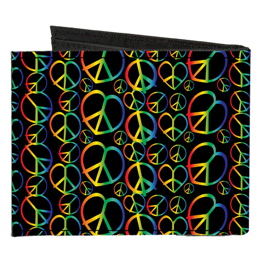 Canvas Bi-Fold Wallet - Peace Heart Black Rainbow Ombre Canvas Bi-Fold Wallets Buckle-Down   